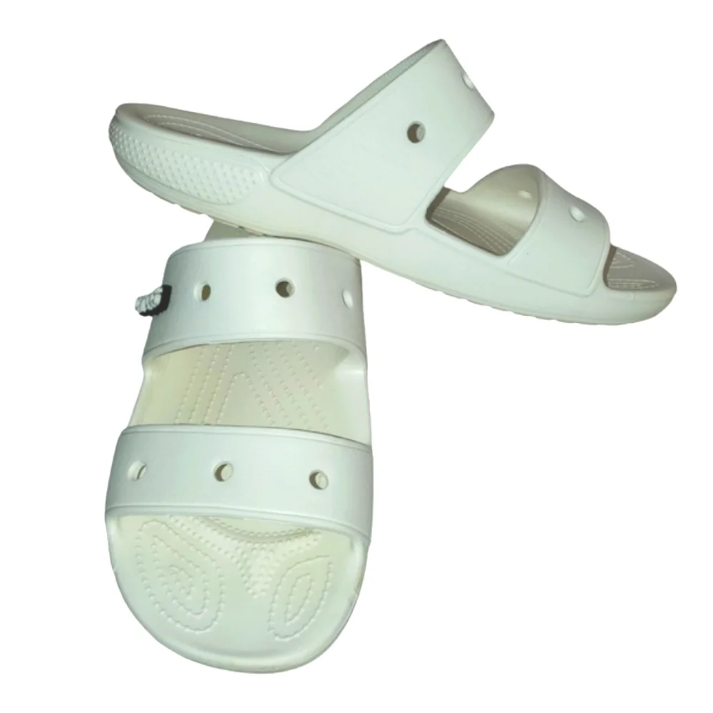 🔥CROCS White Unisex Classic Two Stap Slide On Shoes Women's Size‎ 10 Men's SZ 8